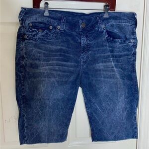 True Religion Men's Distressed Blue Cords Cargo Shorts 38​